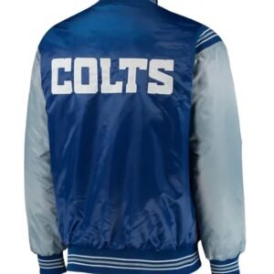 Indianapolis Colts Starter Satin Grey and Blue Jacket