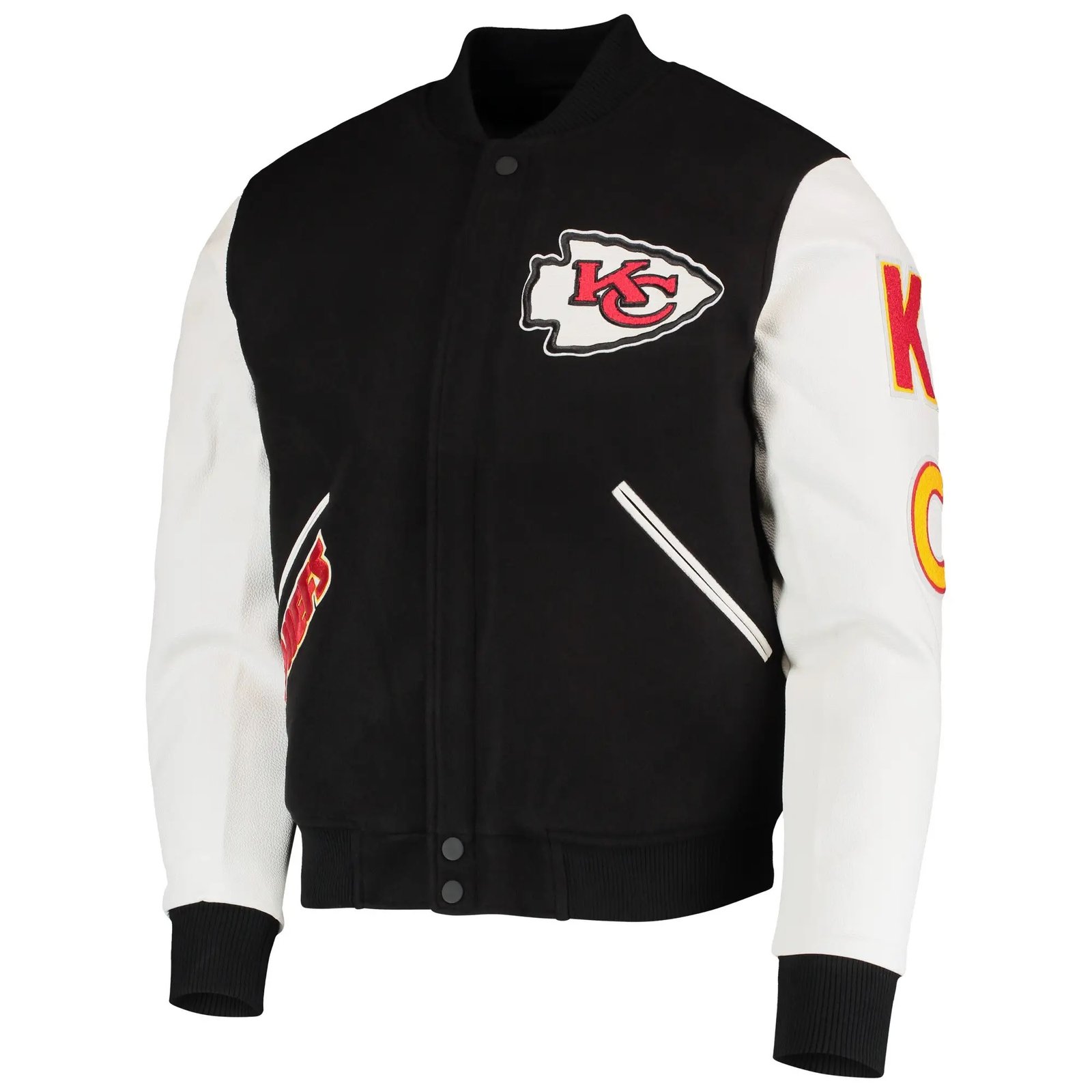 Kansas City Chiefs Black and White Varsity Jacket