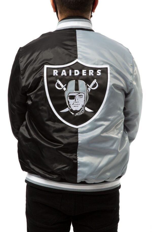 Las Vegas Raiders Black And Grey Satin Jacket
