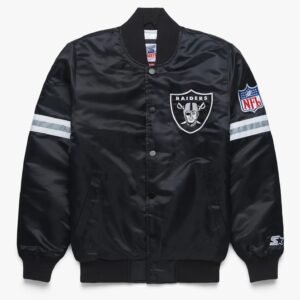 Las Vegas Raiders Striped Black Satin Jacket