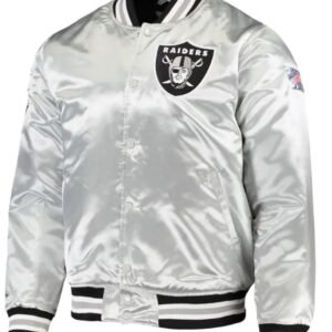 Las Vegas Raiders Super Bowl Xi Silver Satin Jacket