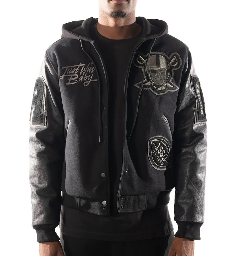 Mens Las Vegas Raiders x The Wild Collective Varsity Jacket