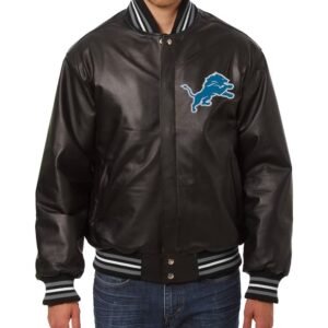 Men’s Jh Design Detroit Lions Black Leather Jacket