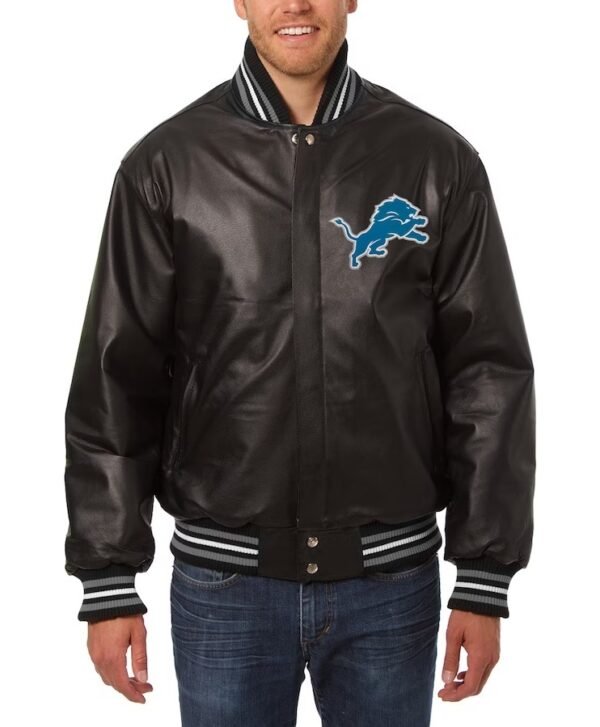 Men’s Jh Design Detroit Lions Black Leather Jacket