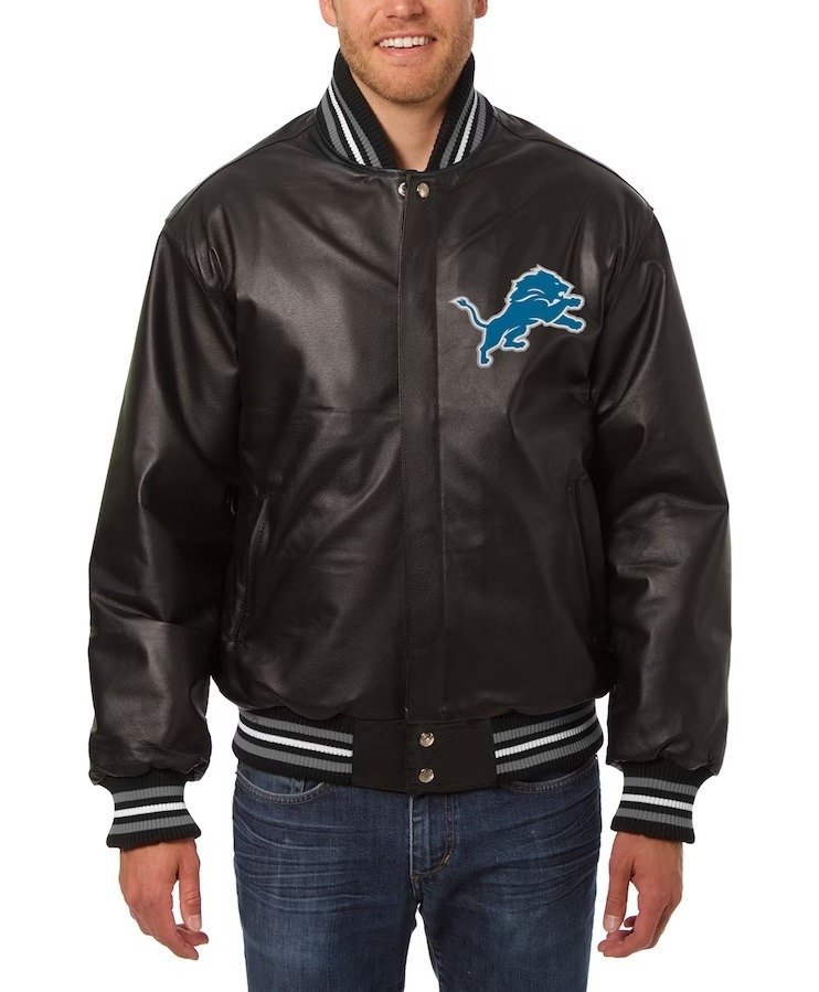 Men’s Jh Design Detroit Lions Black Leather Jacket