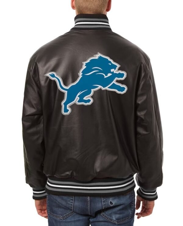 Men’s Jh Design Detroit Lions Black Leather Jacket