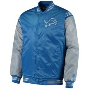 Men’s Starter Detroit Lions Enforcer Satin Varsity Full-snap Jacket