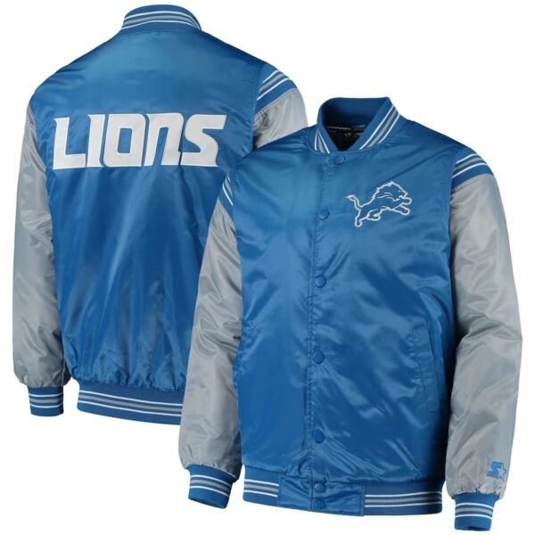 Men’s Starter Detroit Lions Enforcer Satin Varsity Full-snap Jacket