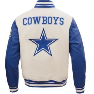 NFL Dallas Cowboys White And Blue Varsity Jacket