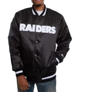 Oakland Raiders Satin Black and White Jacket