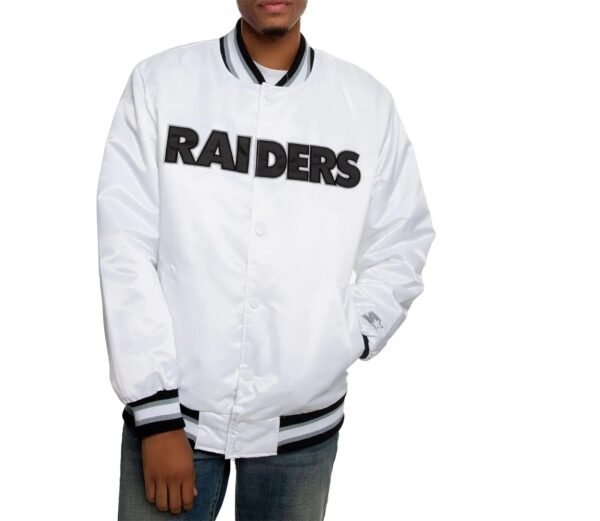 Oakland Raiders Satin Black and White Jacket