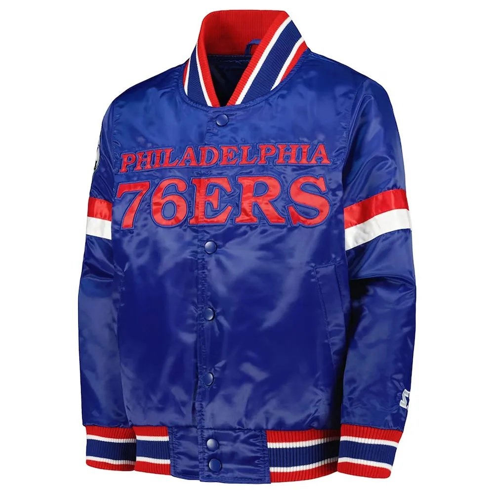 Philadelphia 76ers Home Game Royal Satin Jac