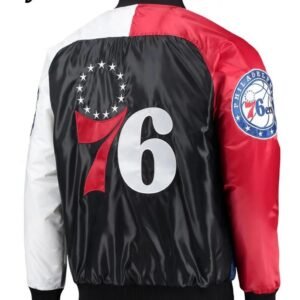 Philadelphia 76ers Red and Royal Varsity Satin Jacket