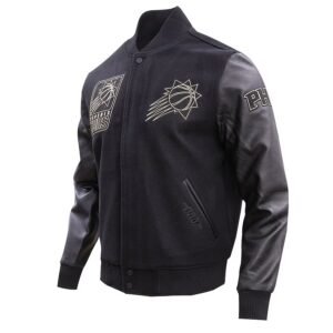 Phoenix Suns Gold Stitch Black Varsity Jacket