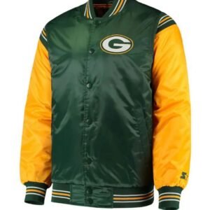 Starter Green Bay Packers Yellow and Green Satin Jacket