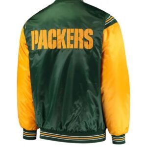 Starter Green Bay Packers Yellow and Green Satin Jacket