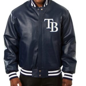 Tampa Bay Rays Navy Blue Leather Jacket