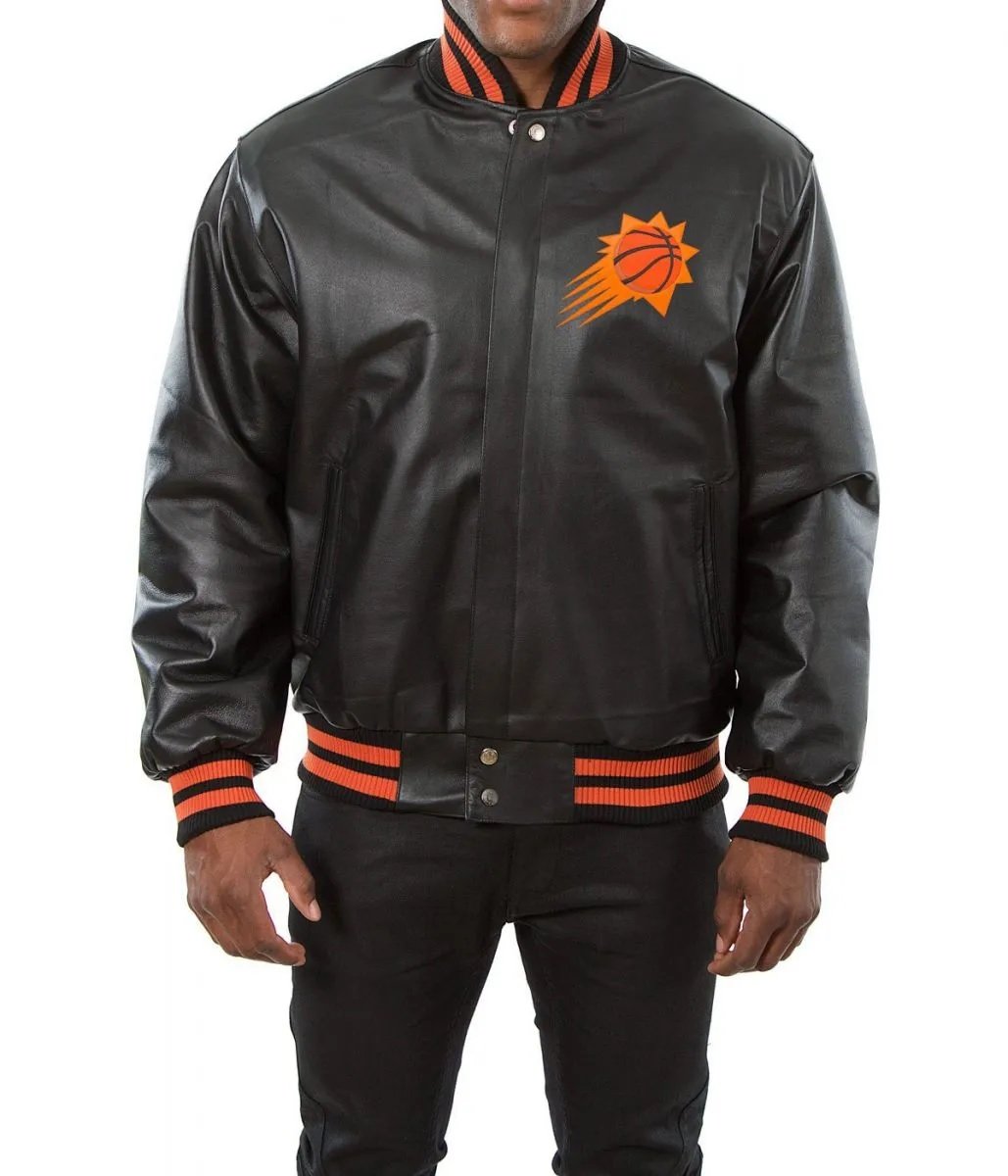 Phoenix Suns Black Leather Varsity Jacket