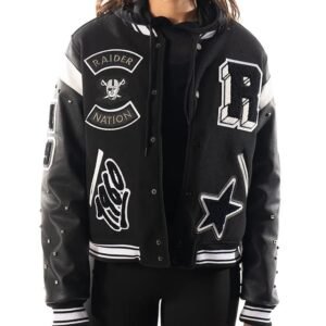 Womens Las Vegas Raiders x The Wild Collective Varsity Jacket