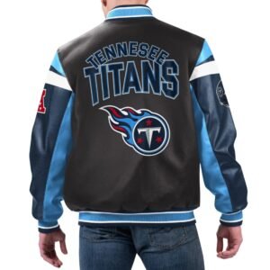 Tennessee Titans Black Full-Zip Varsity Leather Jacket