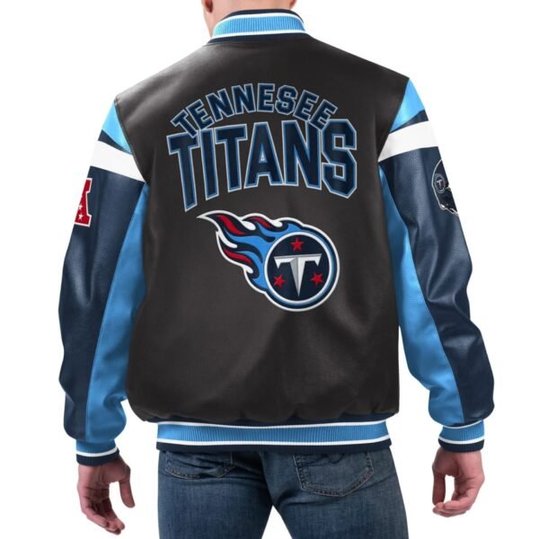 Tennessee Titans Black Full-Zip Varsity Leather Jacket