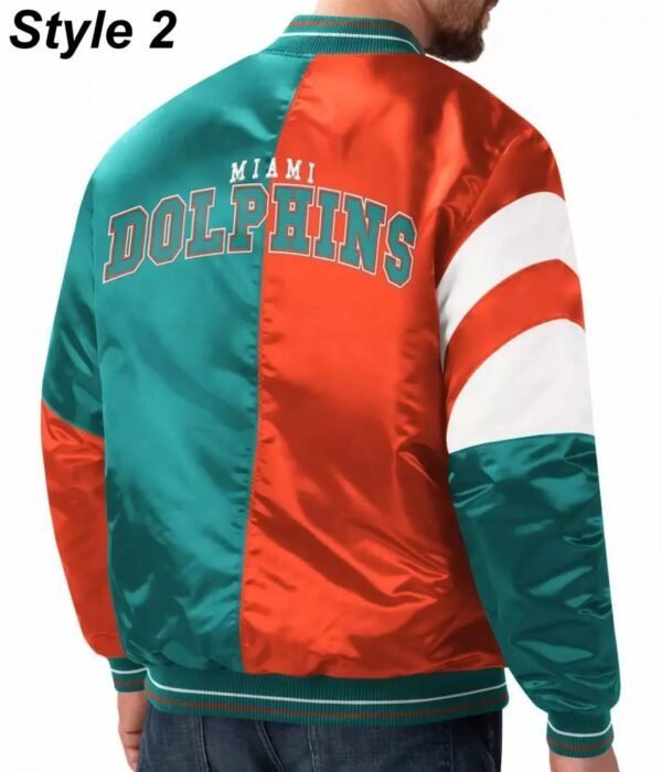 Bomber Miami Dolphins Teal Green Satin Jacket