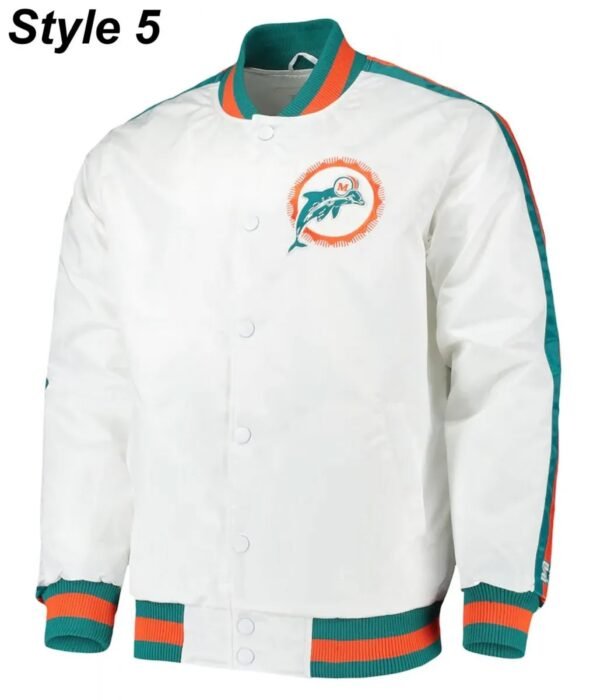 Bomber Miami Dolphins Teal Green Satin Jacket
