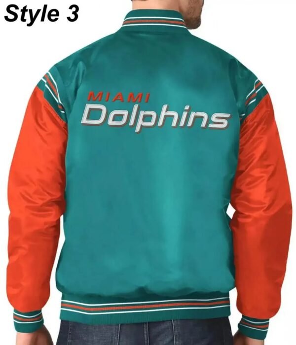 Bomber Miami Dolphins Teal Green Satin Jacket