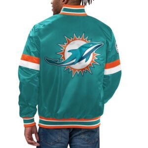 Men’s Starter Aqua Miami Dolphins Home Game Satin Jacket