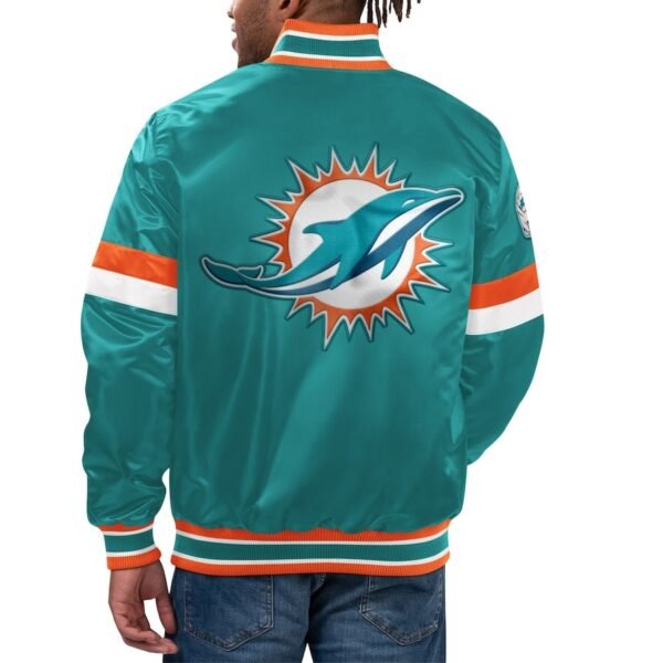 Men’s Starter Aqua Miami Dolphins Home Game Satin Jacket
