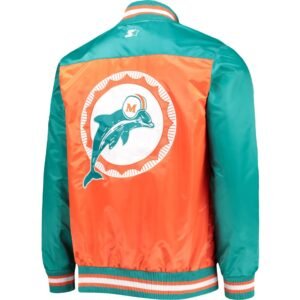 Miami Dolphins Classic Tradition II Satin Varsity Jacket
