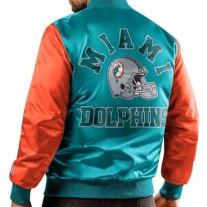 Miami Dolphins Locker Room Throwback Aqua Satin Jacket