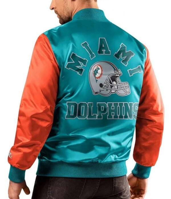 Miami Dolphins Locker Room Throwback Aqua Satin Jacket
