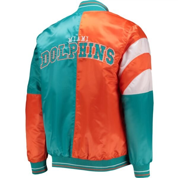 Miami Dolphins Satin Varsity Jacket Aqua and Orange