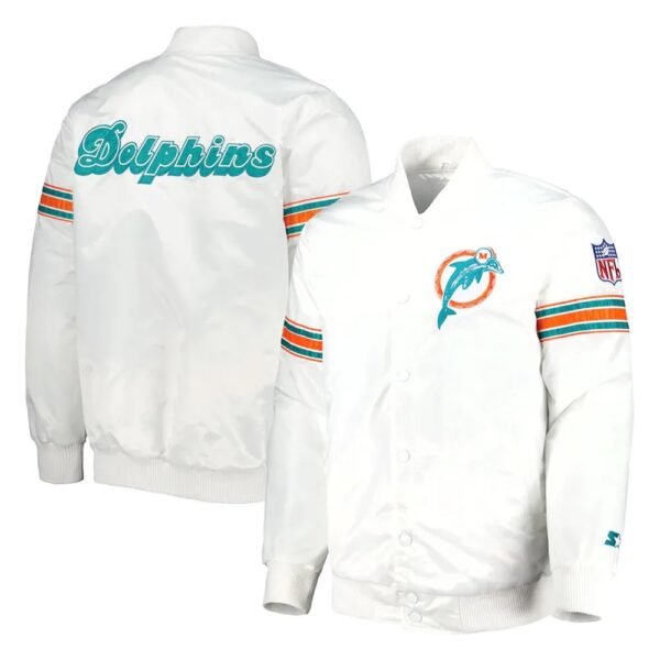 Miami Dolphins The Power Forward White Full-Snap Jacket