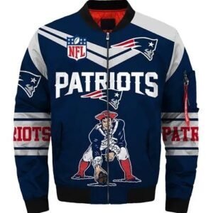 New England Patriots Blue and White Bomber Jacket