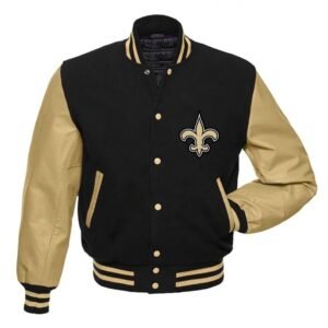 New Orleans Saints Letterman Black Gold Jacket